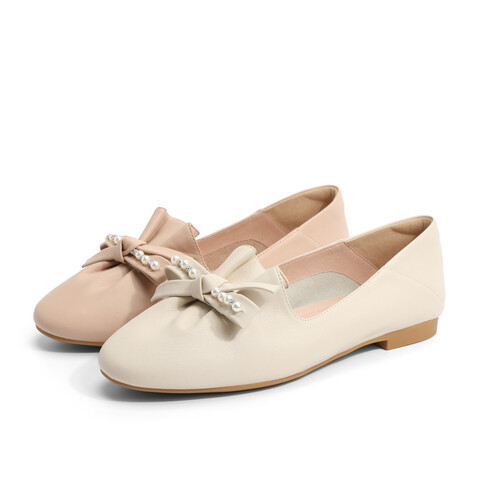 森达甜美乐福鞋女2025秋季一脚蹬蝴蝶结平跟单鞋WPZ84CA5