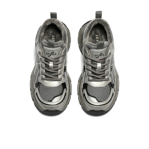 森达老爹鞋女2025季新商场同款网面厚底户外休闲鞋XVE01DM5