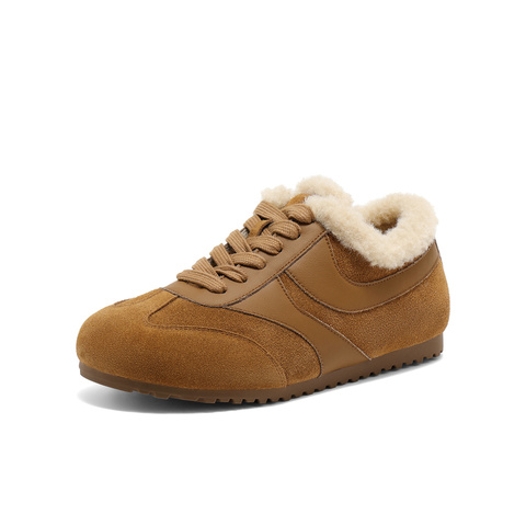 森达毛毛鞋女2025冬新舒适毛绒保暖德训休闲鞋WP033DM5