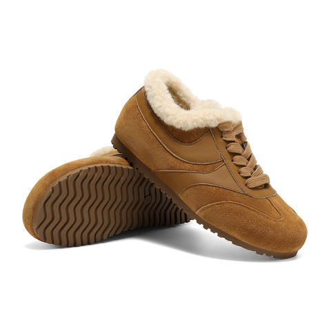 森达毛毛鞋女2025冬新舒适毛绒保暖德训休闲鞋WP033DM5