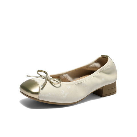 森达时装鞋女2025秋季新款知性通勤粗跟浅口单鞋WP045CQ5