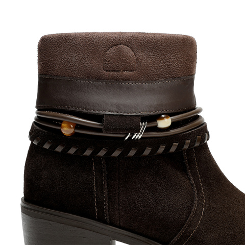 森达西部靴女2025冬新商场同款粗跟休闲骑士中筒靴XVW01DZ5