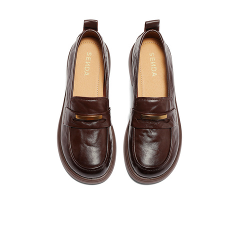 森达乐福鞋女2025秋季新款通勤一脚蹬软面厚底单鞋WP042CA5