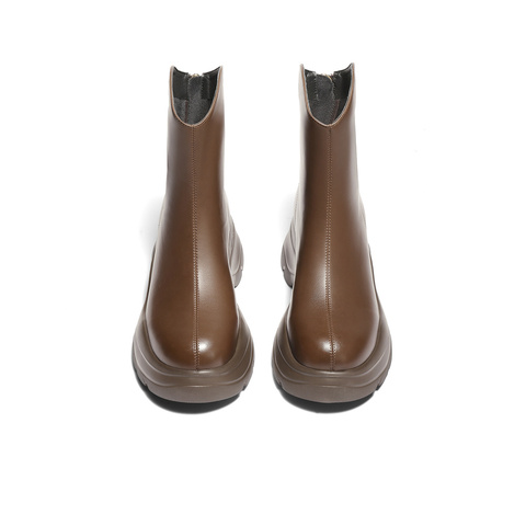 森达弹力靴女2025冬新商场同款厚底增高显瘦休闲中筒靴XSX01DZ5