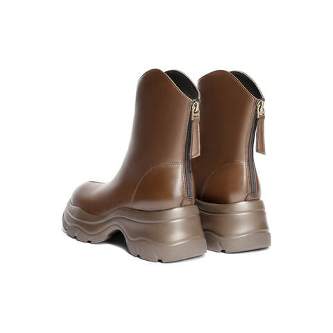 森达弹力靴女2025冬新商场同款厚底增高显瘦休闲中筒靴XSX01DZ5