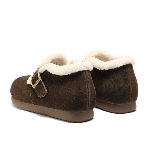 森达毛毛鞋女2025冬新商场同款保暖毛绒勃肯短靴XUW01DD5