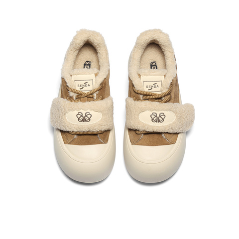 森达毛毛鞋女2025冬新商场同款户外保暖厚底休闲鞋XUT01DM5