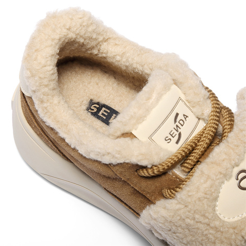 森达毛毛鞋女2025冬新商场同款户外保暖厚底休闲鞋XUT01DM5