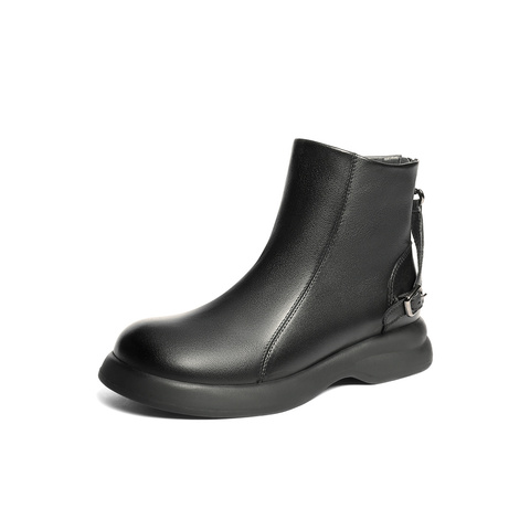 森达时装靴女2025冬新商场同款软面气质休闲短皮靴XVH01DD5