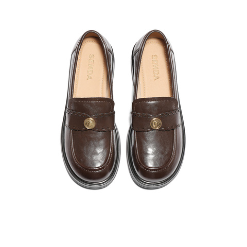 森达乐福鞋女2025秋季新款通勤一脚蹬软面厚底单鞋WP046CA5