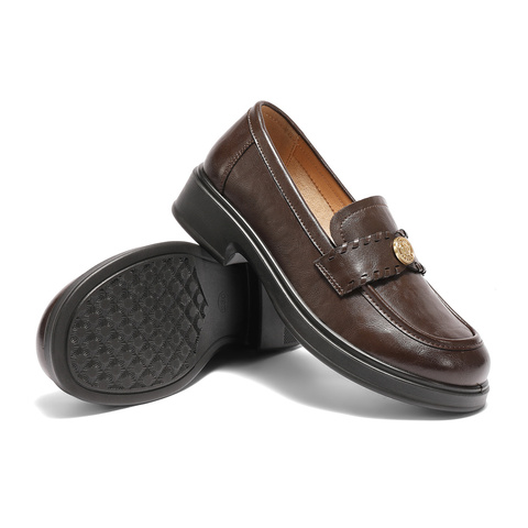 森达乐福鞋女2025秋季新款通勤一脚蹬软面厚底单鞋WP046CA5