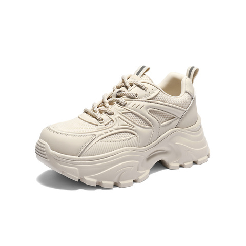 森达老爹鞋女2025秋新户外运动风网面厚底休闲鞋WP055CM5