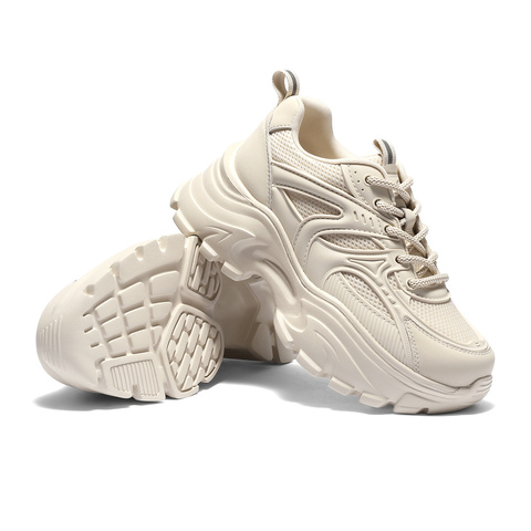 森达老爹鞋女2025秋新户外运动风网面厚底休闲鞋WP055CM5