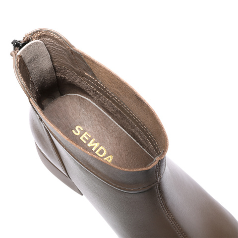 森达休闲靴2025冬季新款商场同款软面粗高跟短靴XRN01DD5