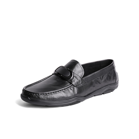 森达豆豆鞋男2025春季商场同款舒适一脚蹬休闲皮鞋1IP01AM5