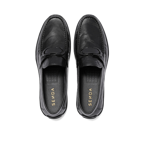 森达豆豆鞋男2025春季商场同款舒适一脚蹬休闲皮鞋1IP01AM5