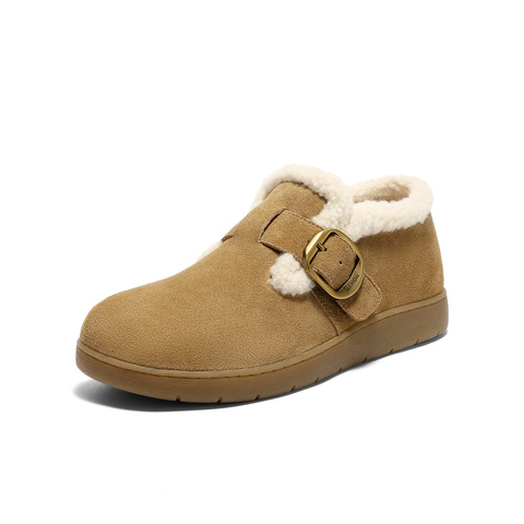 森达毛毛鞋女2025冬新商场同款保暖毛绒休闲勃肯鞋4URF5DM5