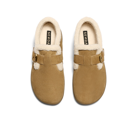 森达毛毛鞋女2025冬新商场同款保暖毛绒休闲勃肯鞋4URF5DM5