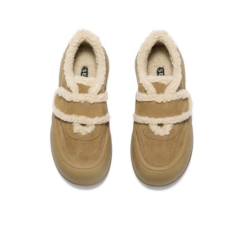 森达毛毛鞋女2025冬新商场同款毛绒户外厚底休闲鞋XTX01DM5