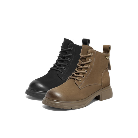 森达马丁靴女2025冬季新款商场同款户外徒步休闲短靴XSZ01DD5