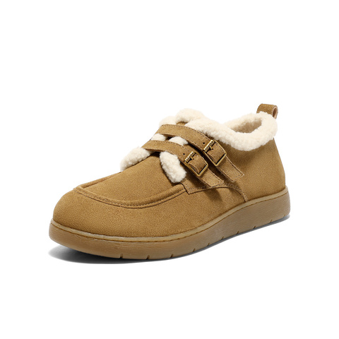 森达毛毛鞋女2025冬新商场同款保暖毛绒平底休闲鞋4URE8DM5