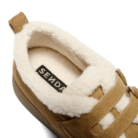 森达毛毛鞋女2025冬新商场同款保暖毛绒平底休闲鞋4URE8DM5