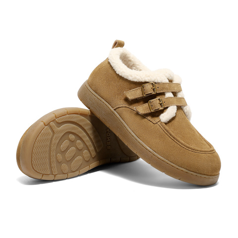 森达毛毛鞋女2025冬新商场同款保暖毛绒平底休闲鞋4URE8DM5