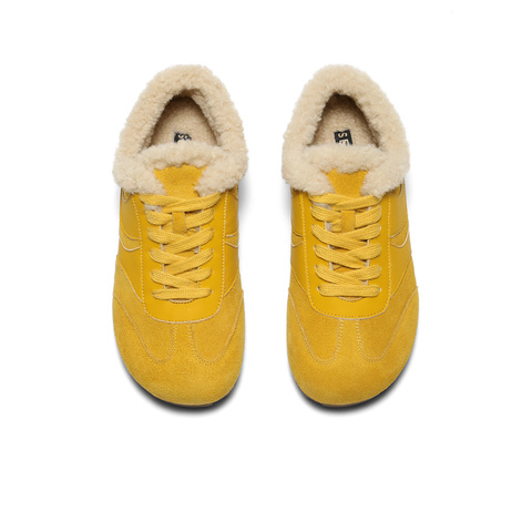 森达毛毛鞋女2025冬新舒适毛绒保暖德训休闲鞋WP033DM5