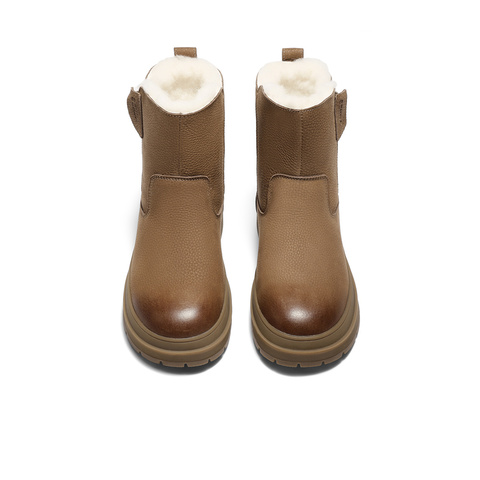 森达雪地靴女2025冬新商场同款户外保暖时尚休闲短皮靴XTZ01DD5