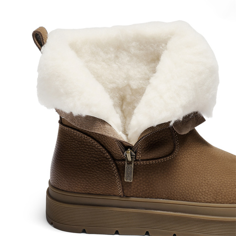 森达雪地靴女2025冬新商场同款户外保暖时尚休闲短皮靴XTZ01DD5