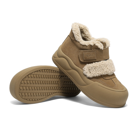 森达雪地靴女2025冬新商场同款保暖毛绒厚底短靴XTX02DD5