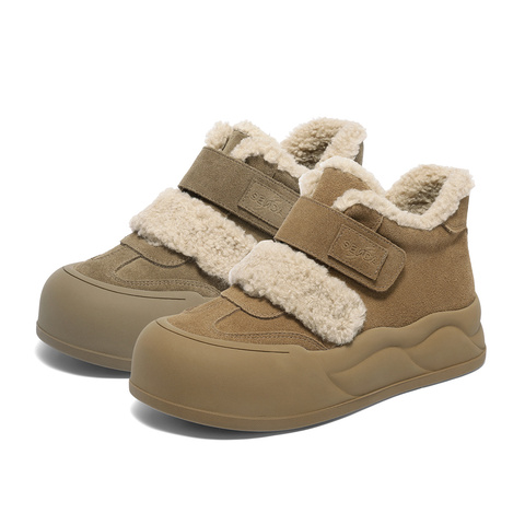 森达雪地靴女2025冬新商场同款保暖毛绒厚底短靴XTX02DD5