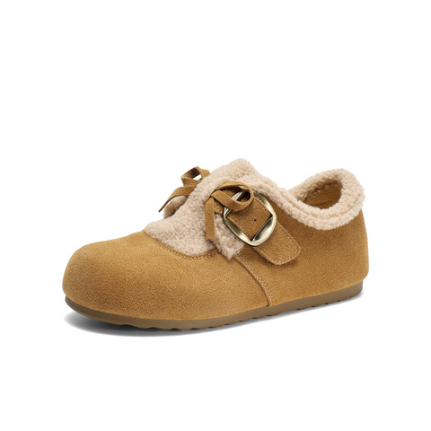 森达毛毛鞋女2025冬新户外毛绒保暖休闲勃肯鞋ZTI53DM5