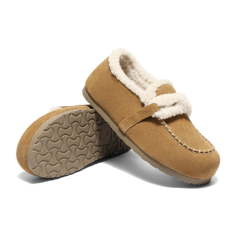 森达毛毛鞋女2025冬新毛绒保暖内增高休闲勃肯鞋XSS01DM5