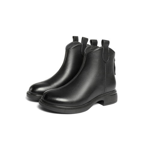 森达时装靴女2025冬新商场同款软面真皮休闲短靴XRU01DD5