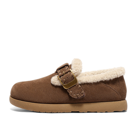 森达毛毛鞋女2025冬新保暖绒毛一脚蹬休闲勃肯鞋ZTI25DA5