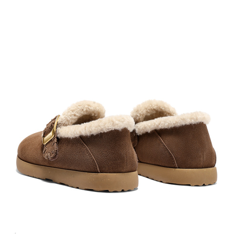 森达毛毛鞋女2025冬新保暖绒毛一脚蹬休闲勃肯鞋ZTI25DA5