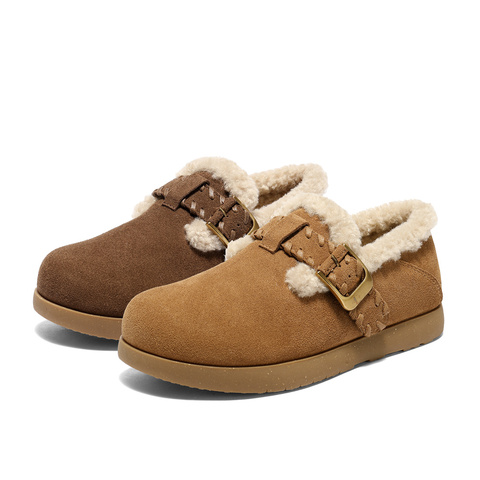 森达毛毛鞋女2025冬新保暖绒毛一脚蹬休闲勃肯鞋ZTI25DA5