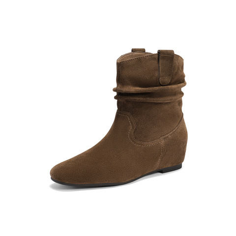 森达时装靴女2025冬新商场同款时尚堆堆靴中筒靴XVK01DZ5