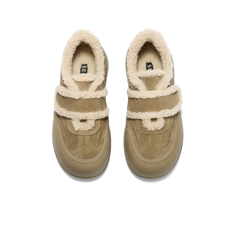 森达毛毛鞋女2025冬新商场同款毛绒户外厚底休闲鞋XTX01DM5