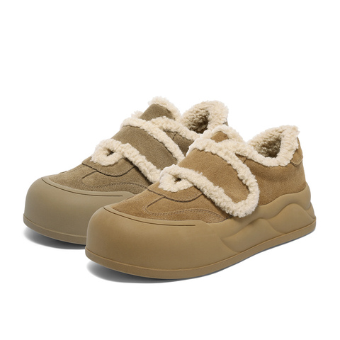 森达毛毛鞋女2025冬新商场同款毛绒户外厚底休闲鞋XTX01DM5