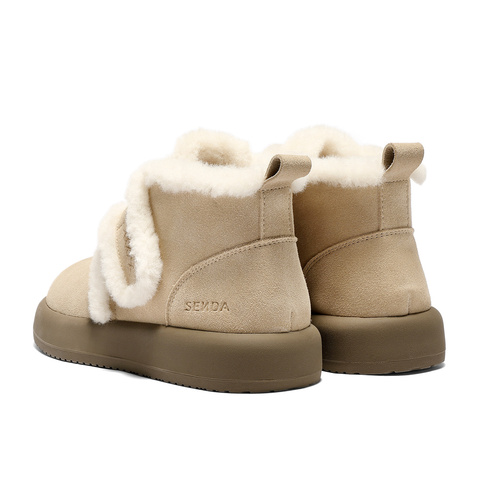 森达雪地靴女2025冬新商场同款舒适保暖户外短靴XTD01DD5