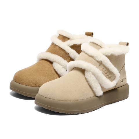 森达雪地靴女2025冬新商场同款舒适保暖户外短靴XTD01DD5