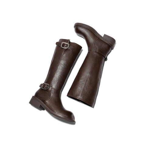 森达骑士靴女2025年冬新时尚潮流厚底休闲长筒靴ZTI46DG5