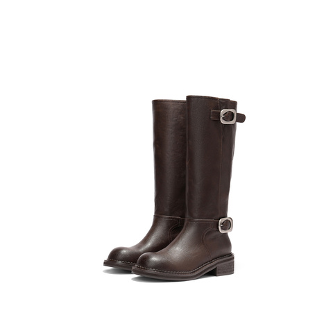 森达骑士靴女2025年冬新时尚潮流厚底休闲长筒靴ZTI46DG5