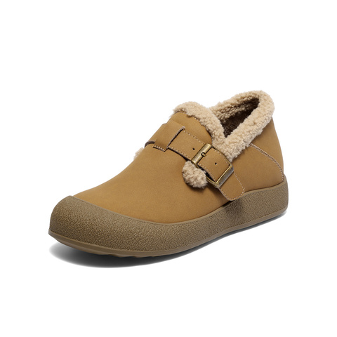 森达毛毛鞋女2025冬新商场同款保暖毛绒勃肯休闲鞋XSK01DM5
