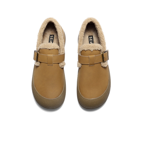 森达毛毛鞋女2025冬新商场同款保暖毛绒勃肯休闲鞋XSK01DM5