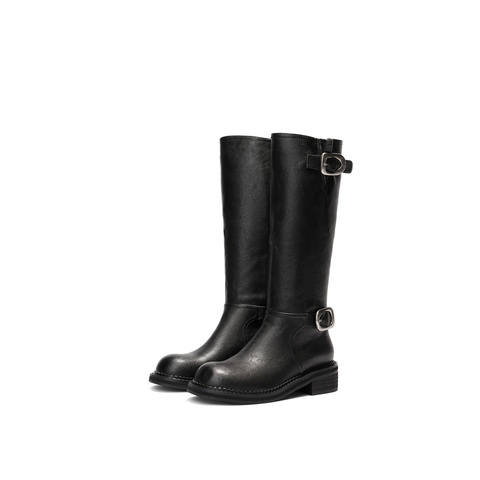 森达骑士靴女2025年冬新时尚潮流厚底休闲长筒靴ZTI46DG5