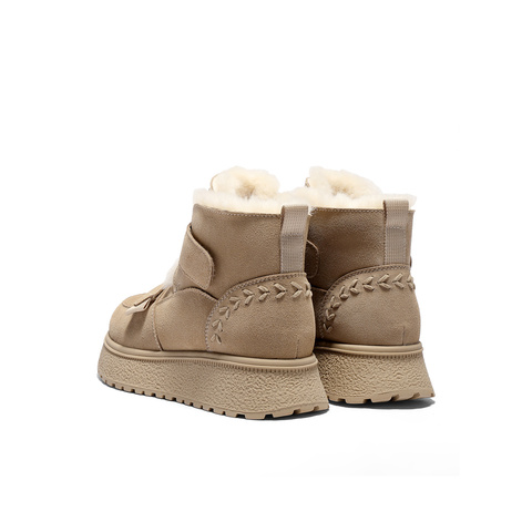 森达雪地靴女2025冬季新款商场同款户外保暖厚底短靴XSP02DD5