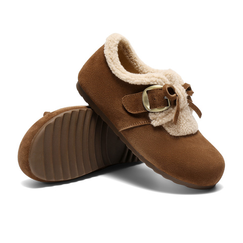 森达毛毛鞋女2025冬新户外毛绒保暖休闲勃肯鞋ZTI53DM5